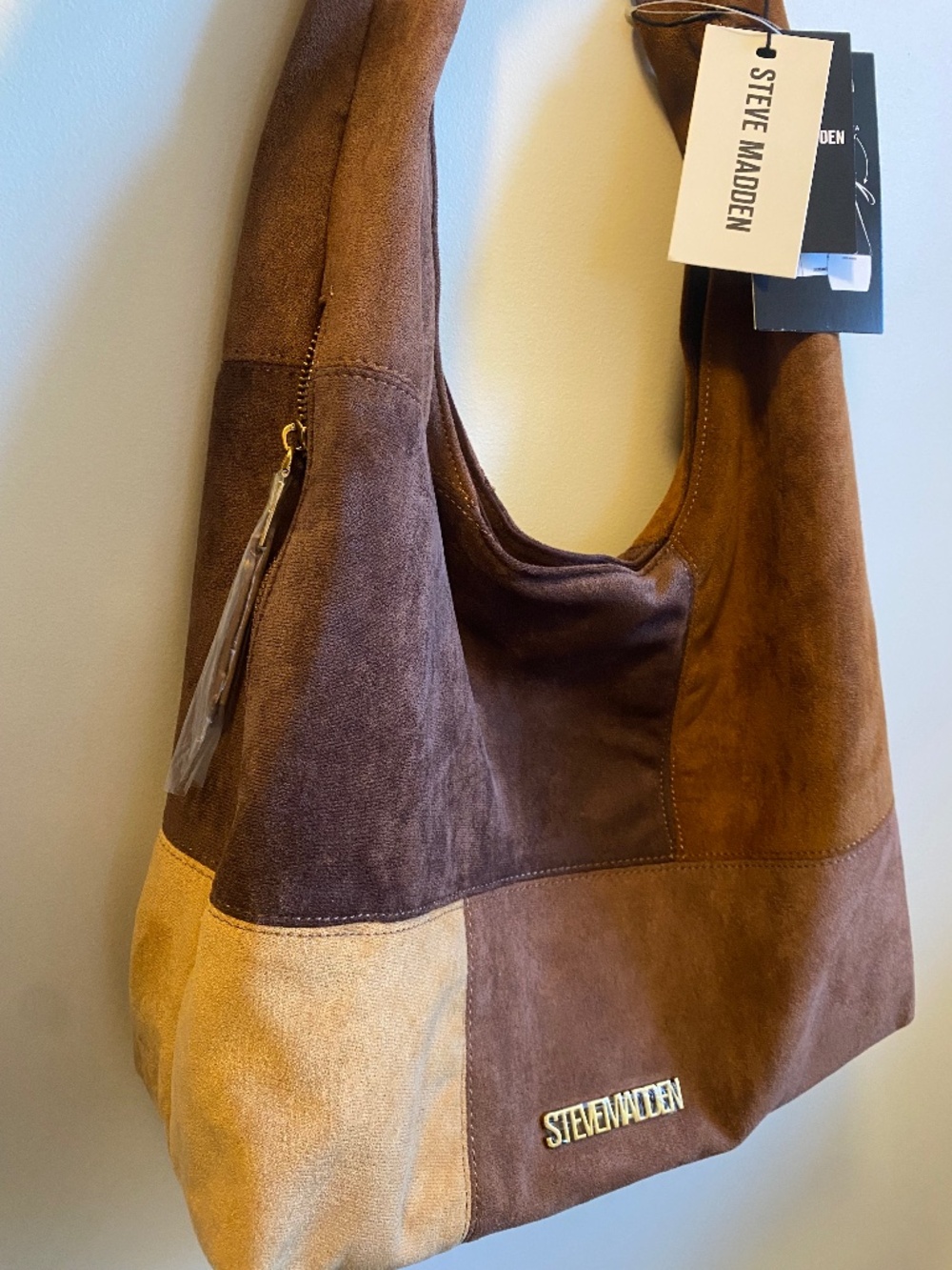 Suede patchwork purse